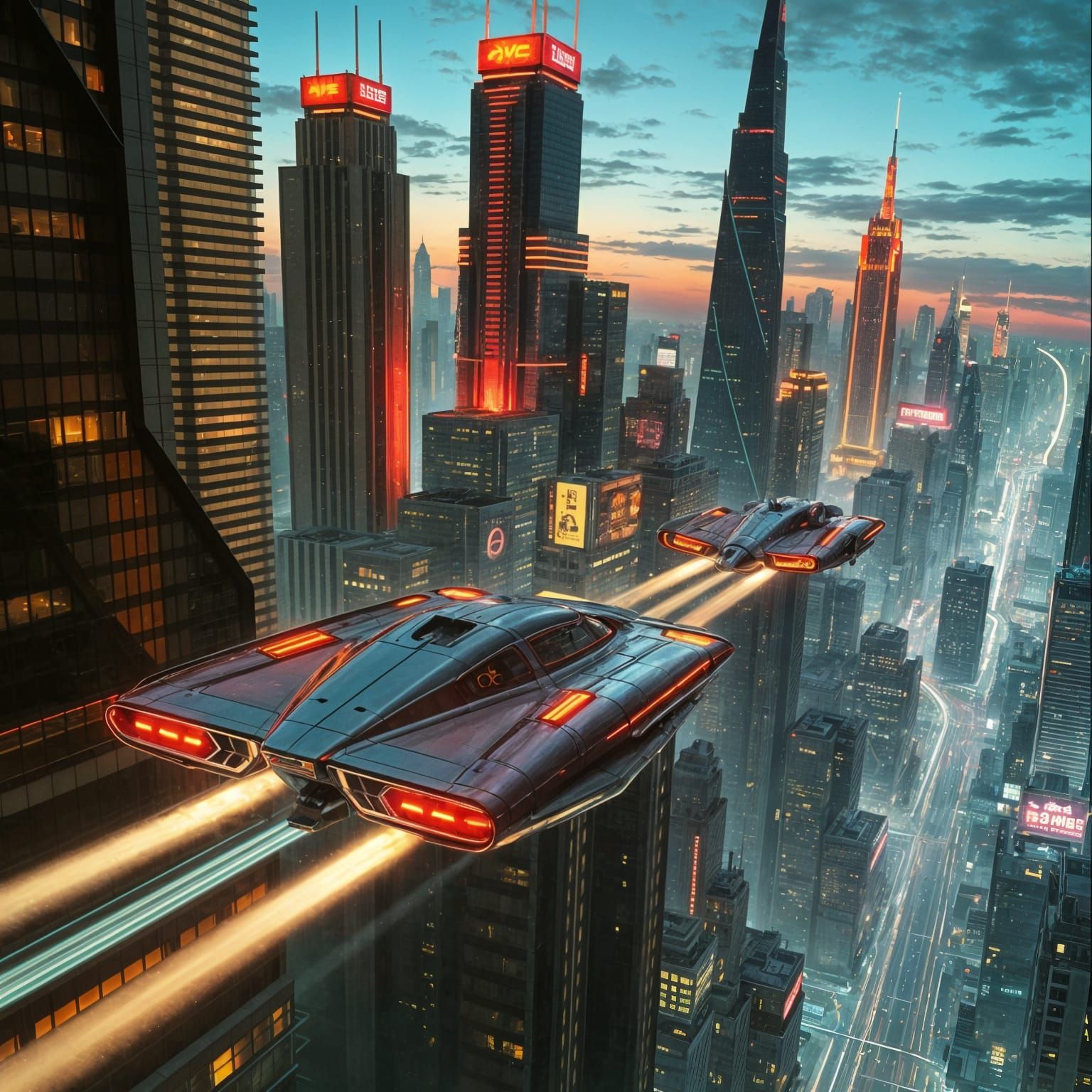 Retro Futuristic Cityscape at Night
