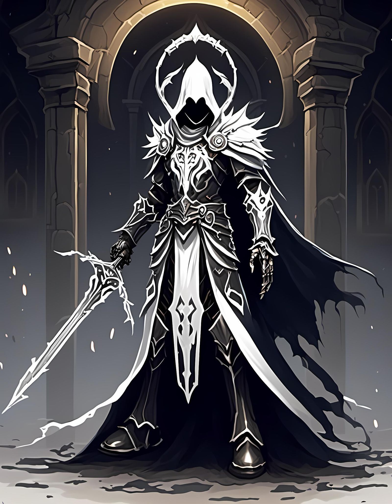 Astral Sorcerer with Black Fire in Anime Style