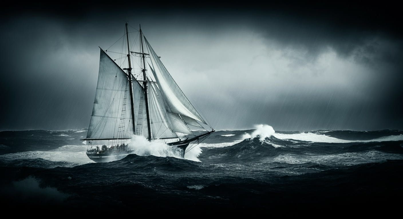 Stormy Seas in Cinematic Black and White