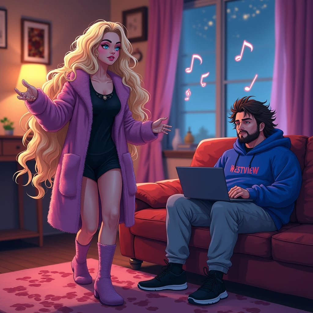 Glamorous Bohemian Scene with Anime Aesthetic