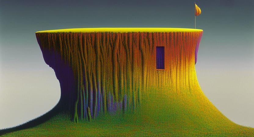 Surreal Castle Inspired by Beksiński and Moebius