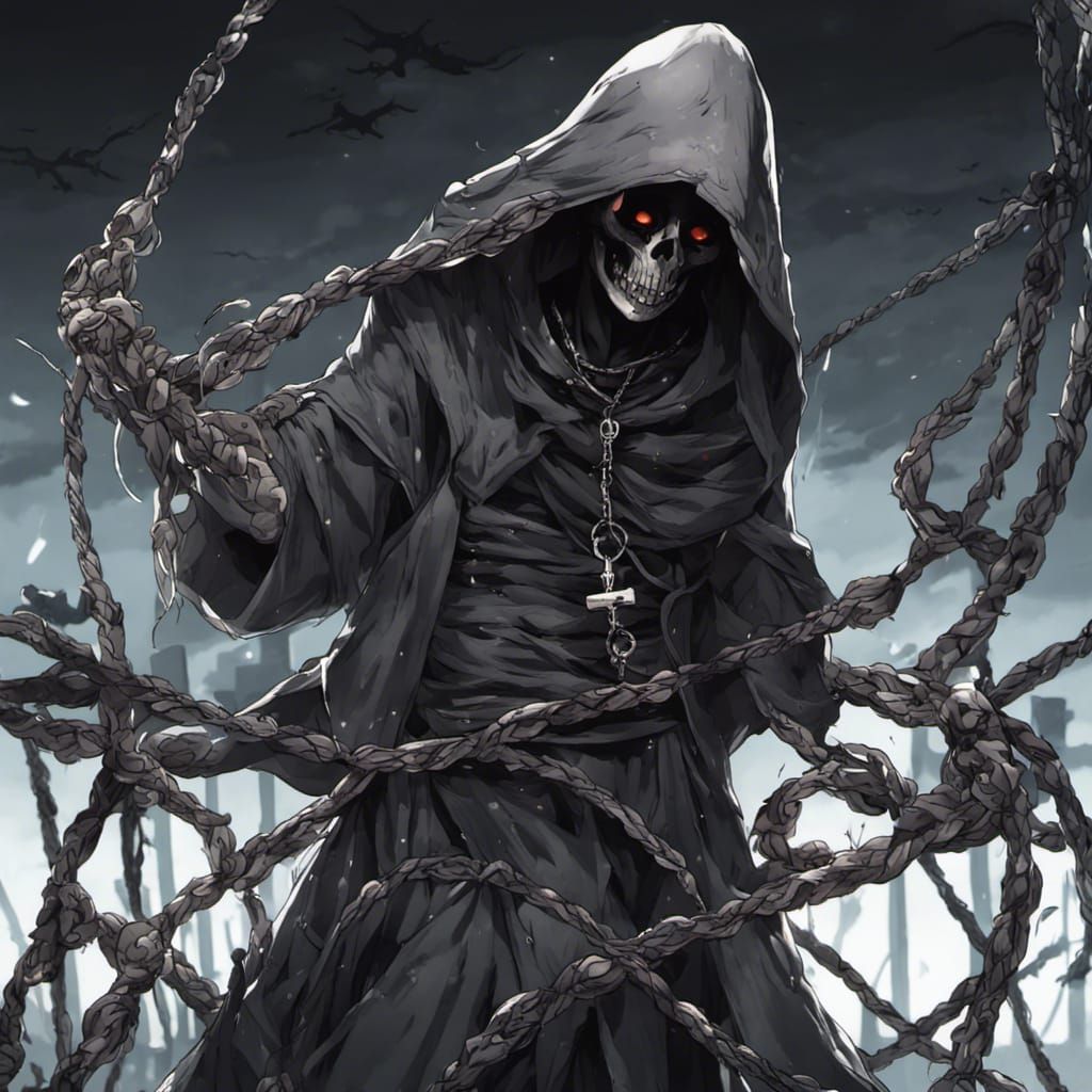 Anime Art: Death Figure in Cemetery