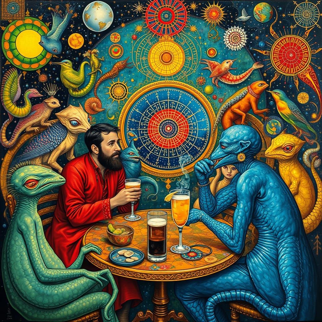 Psychedelic Utopia: A Maximalist Scene in Oil Painting Style