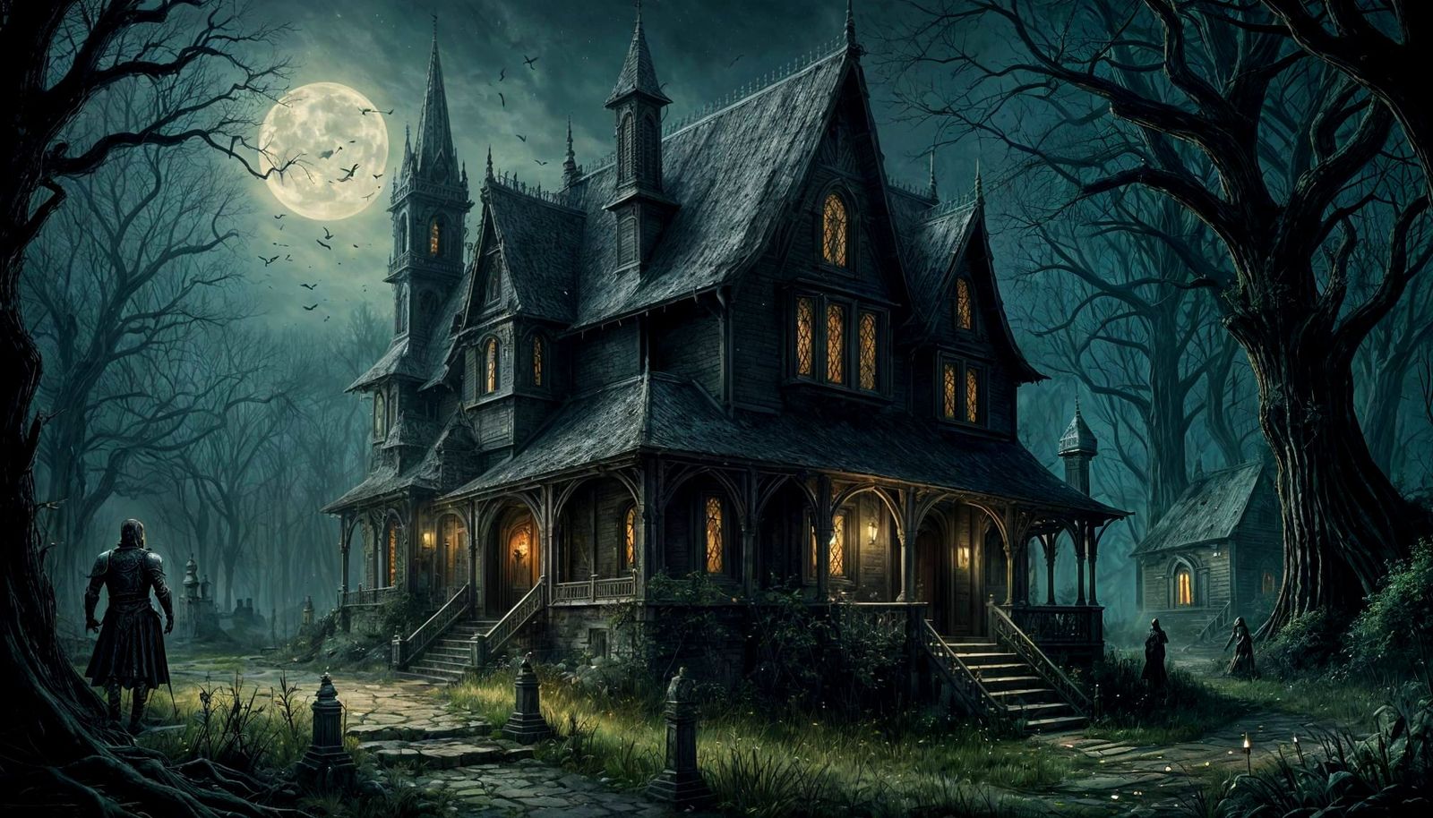 Gothic Knight Guards Haunted Cottage with Thorn Armor