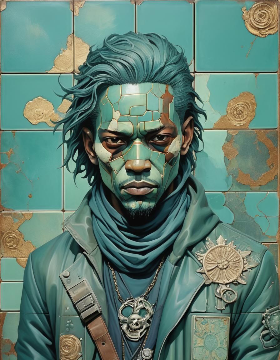 Dystopian Bounty Hunter Portrait in Surrealist Style