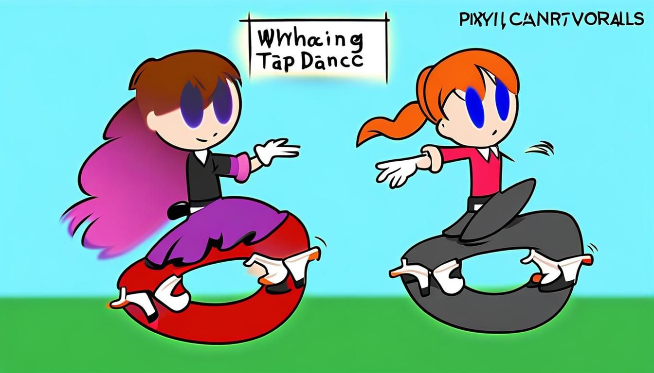 Vibrant Anime Girl Tap Dances in Whimsical Motion