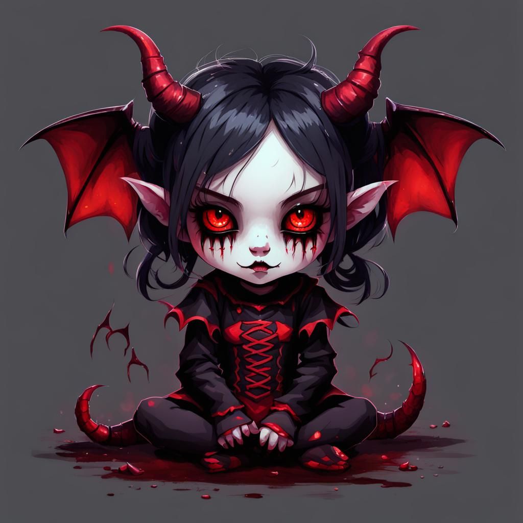 AI Generated Little Demon Girl Concept