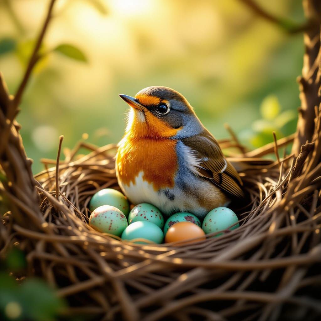 Robin in a nest