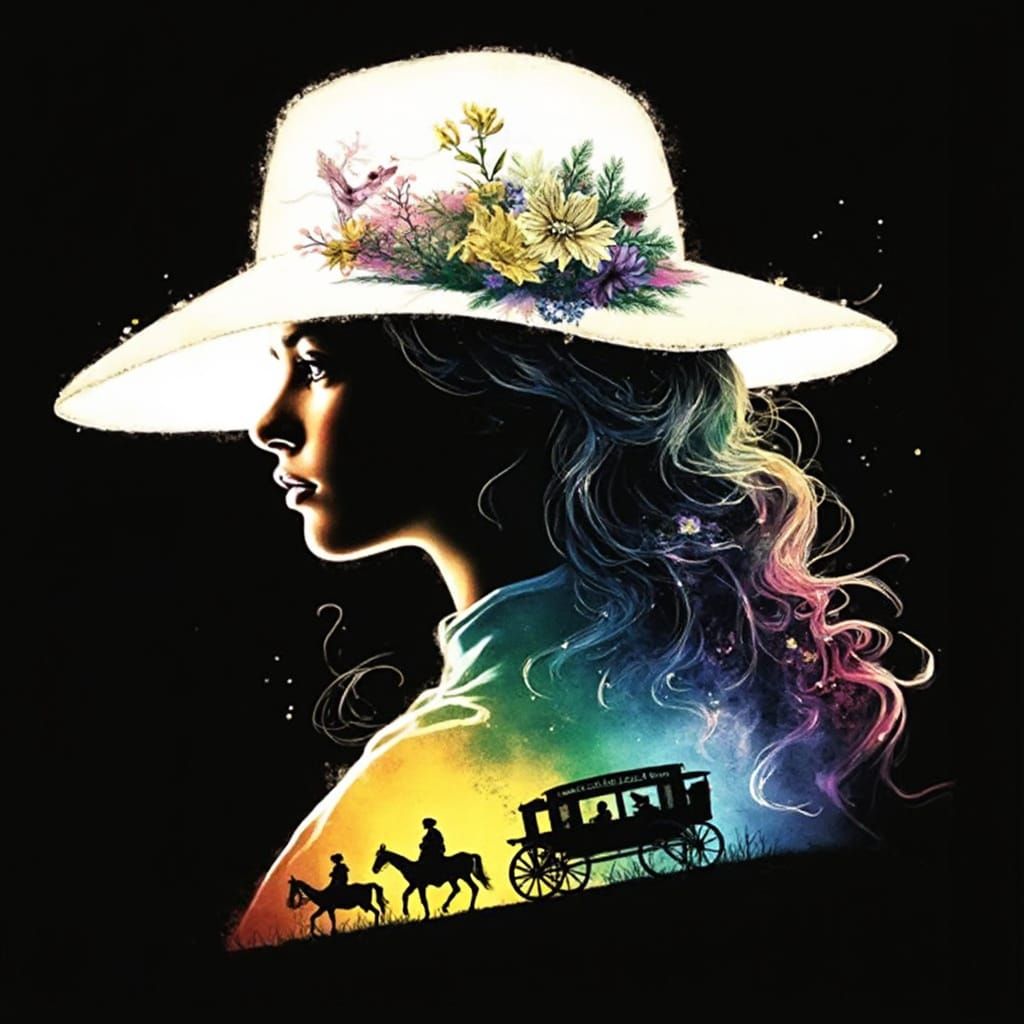 Ethereal Double Exposure of a Girl's Profile in a Vintage Ca...