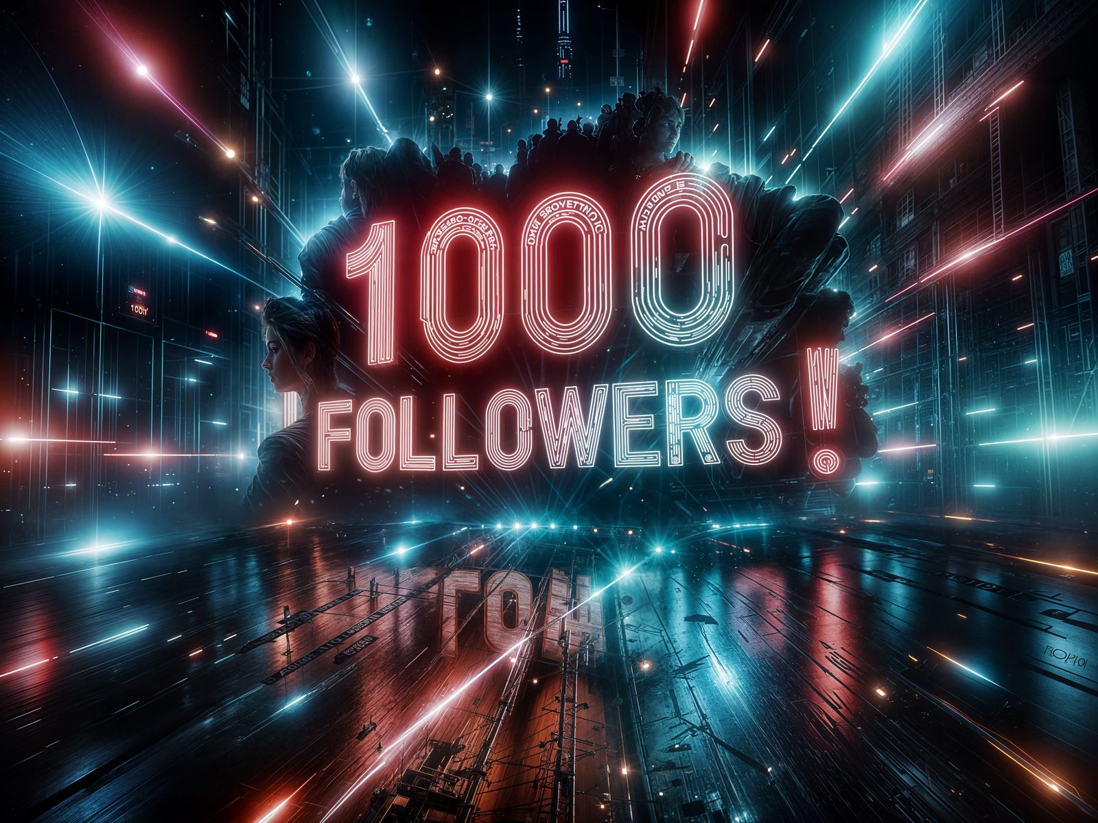 Glowing Sign Displays Exciting Milestone in Futuristic Style