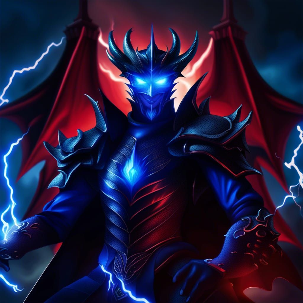 Dark King in Knight Armor with Lightning Dragon