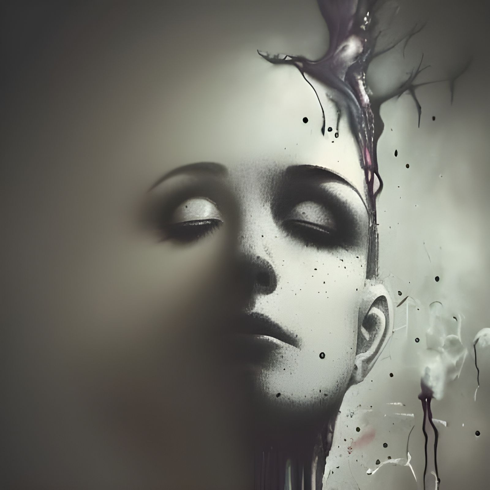 Ethereal Nature Scene with Holographic Elements