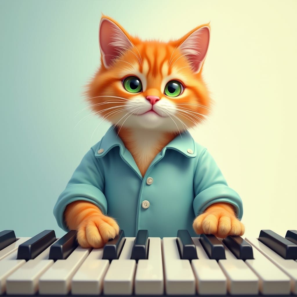 Vibrant Orange Tabby Cat Performs on Keyboard