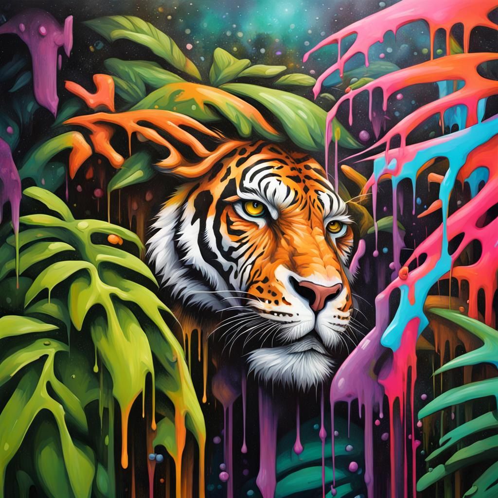 Colorful Jungle Graffiti Art in Street Style