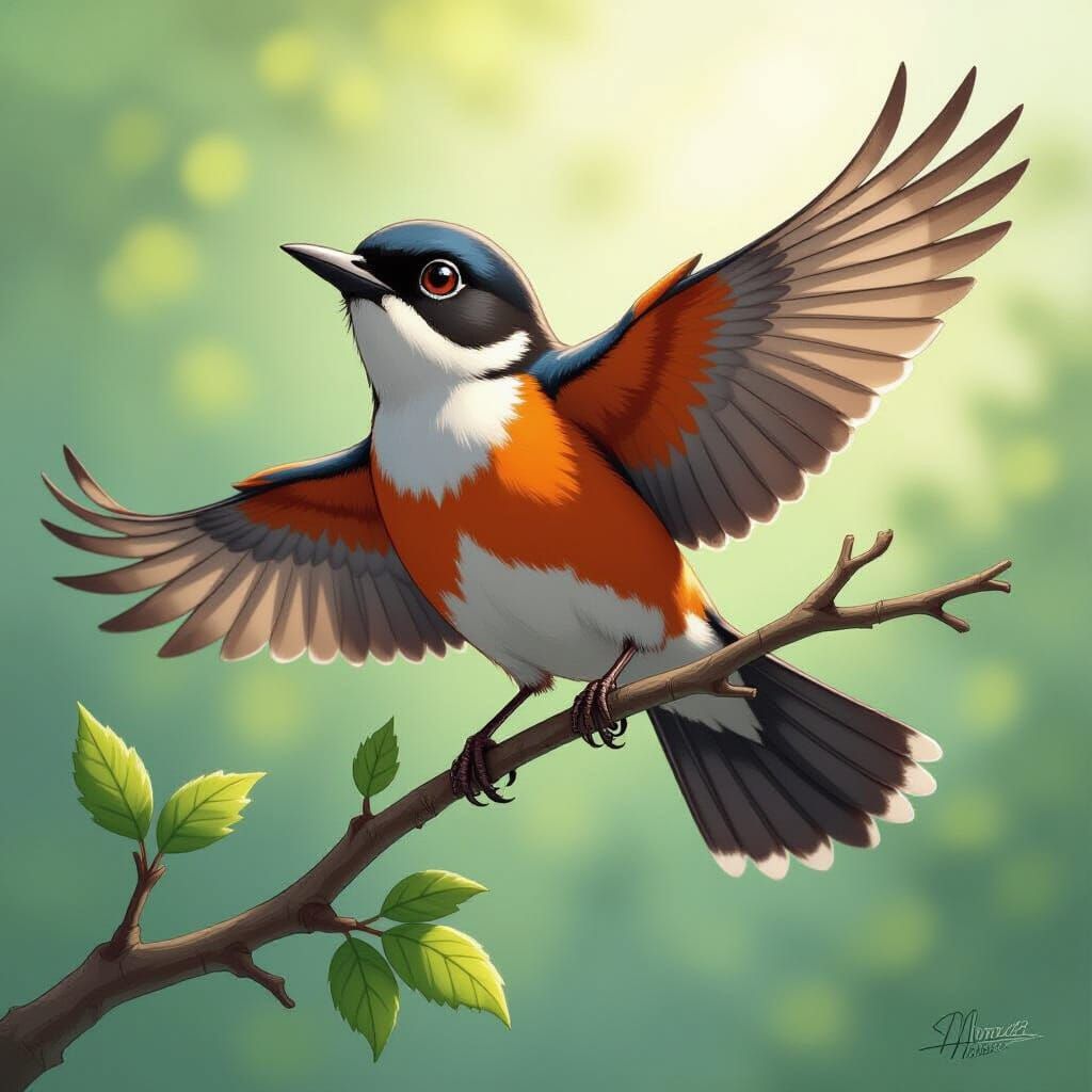 Robin in Flight: Comic Book Art Style