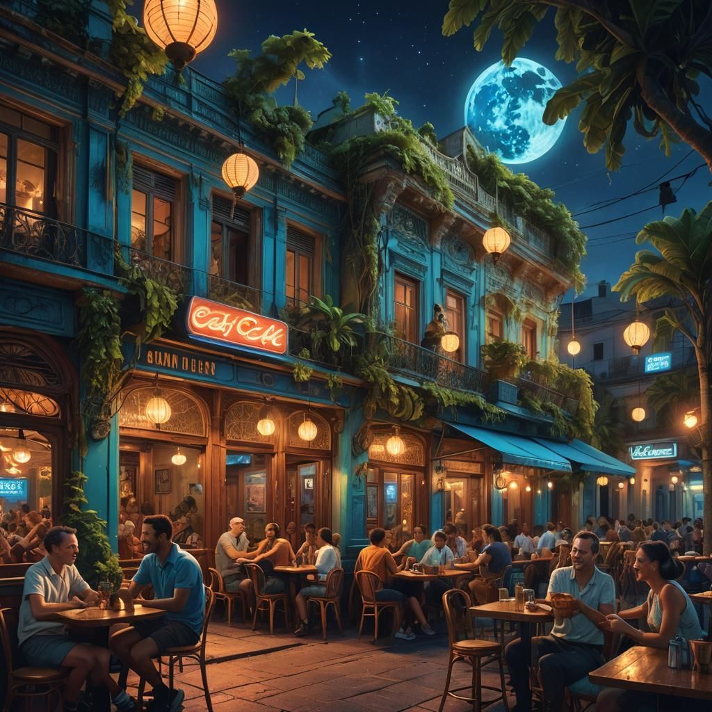 Havana Night Cafe: A Vibrant Digital Painting