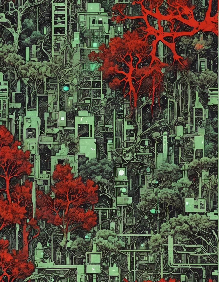 Desolate Cityscape in a Futuristic Metropolis, Blended Ancie...