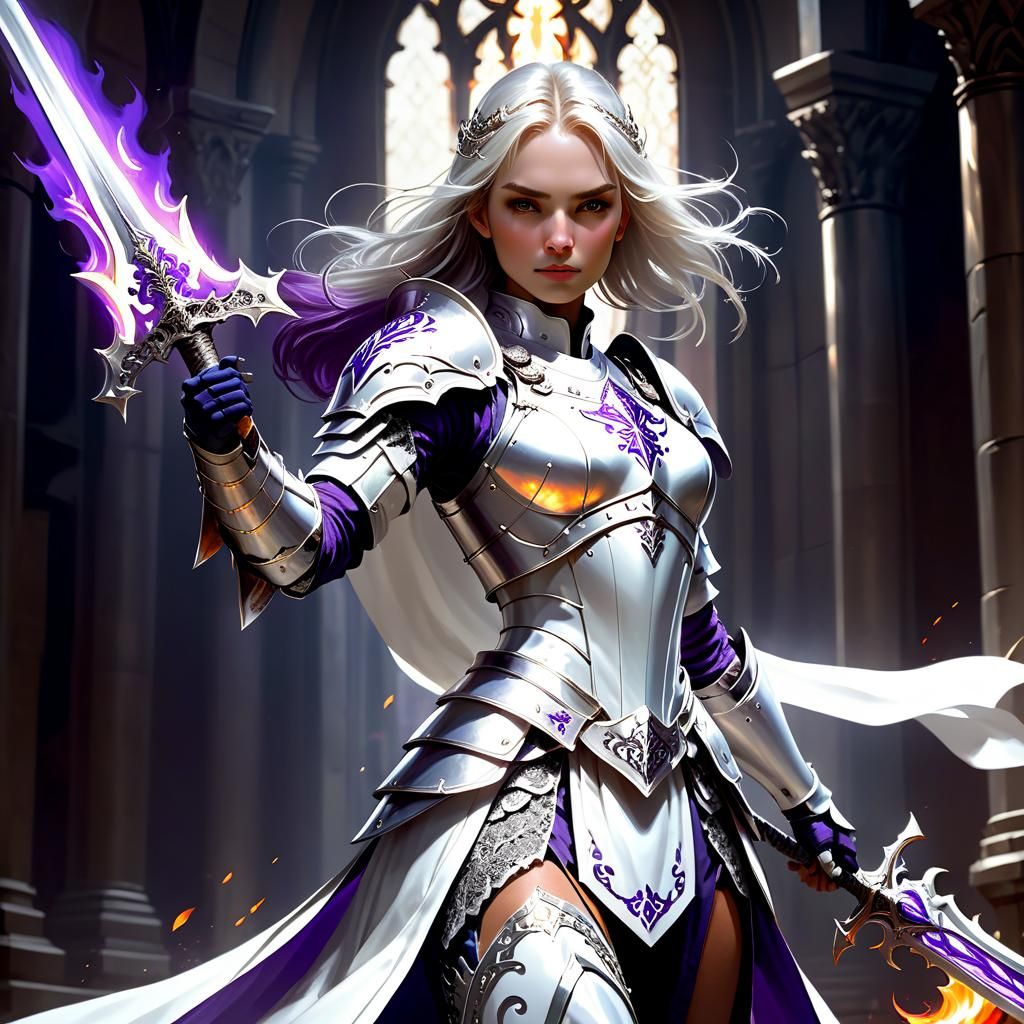 Epic Holy Paladin in White Armor