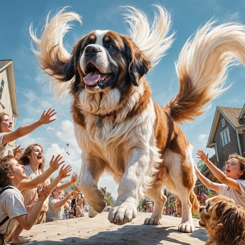 Giant Saint Bernard Reimagined: Clifford's Humorous Transfor...