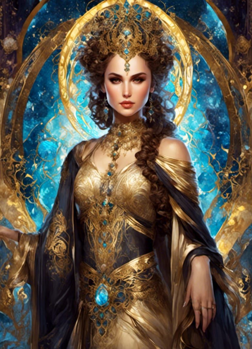 Padme Amidala Tarot Card in Art Nouveau Style