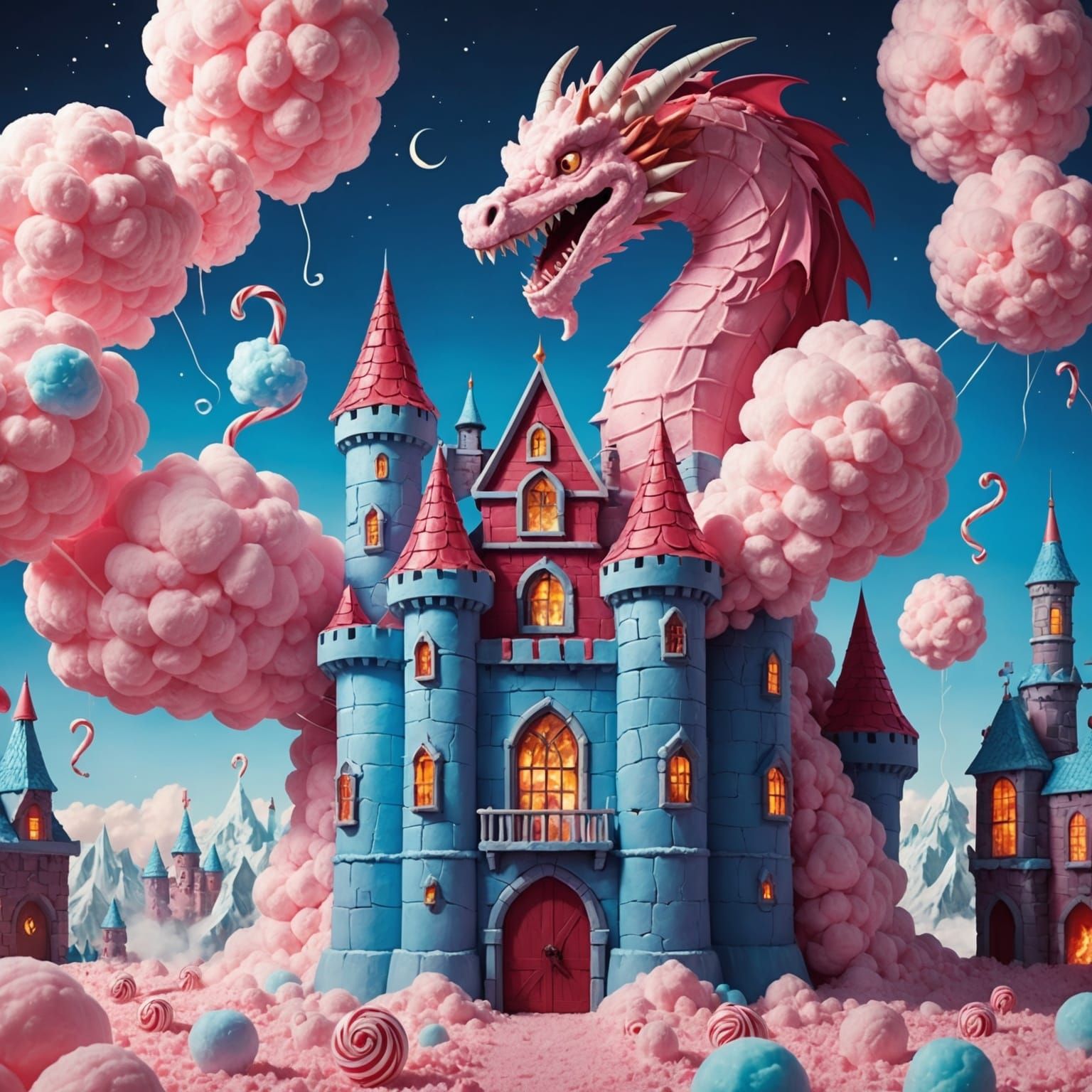 Candy Cane Dragons Guard Cotton Candy Fortress