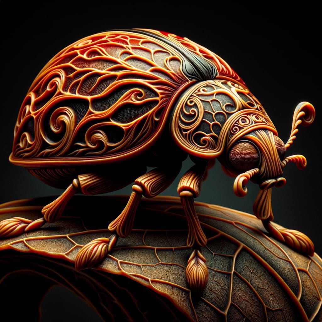 Ladybug in Stained Glass Style