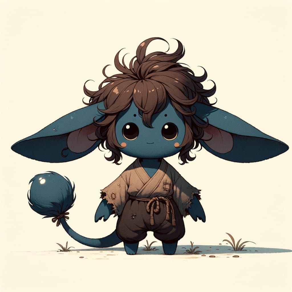 Whimsical Anime Character Pip: Dark Fantasy Design