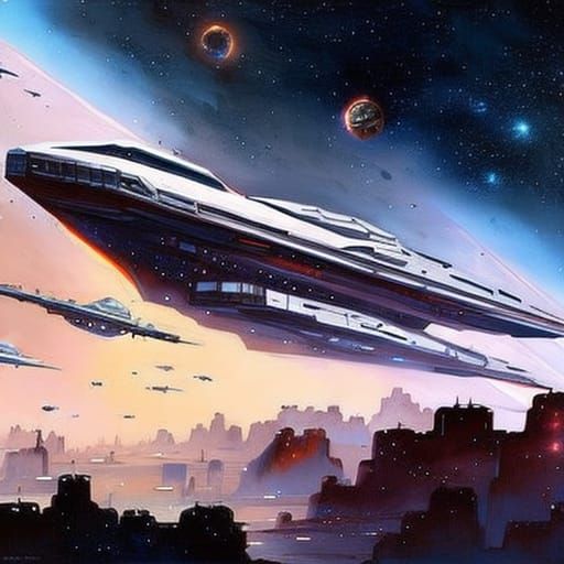 Expansive Space-Destroyer-Starship Digital Illustration