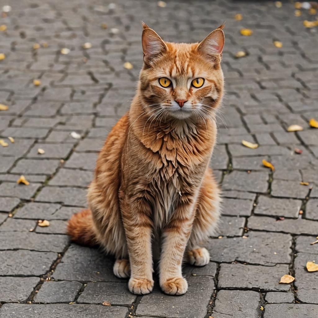 Red Cat with Yellow Eyes Portrait