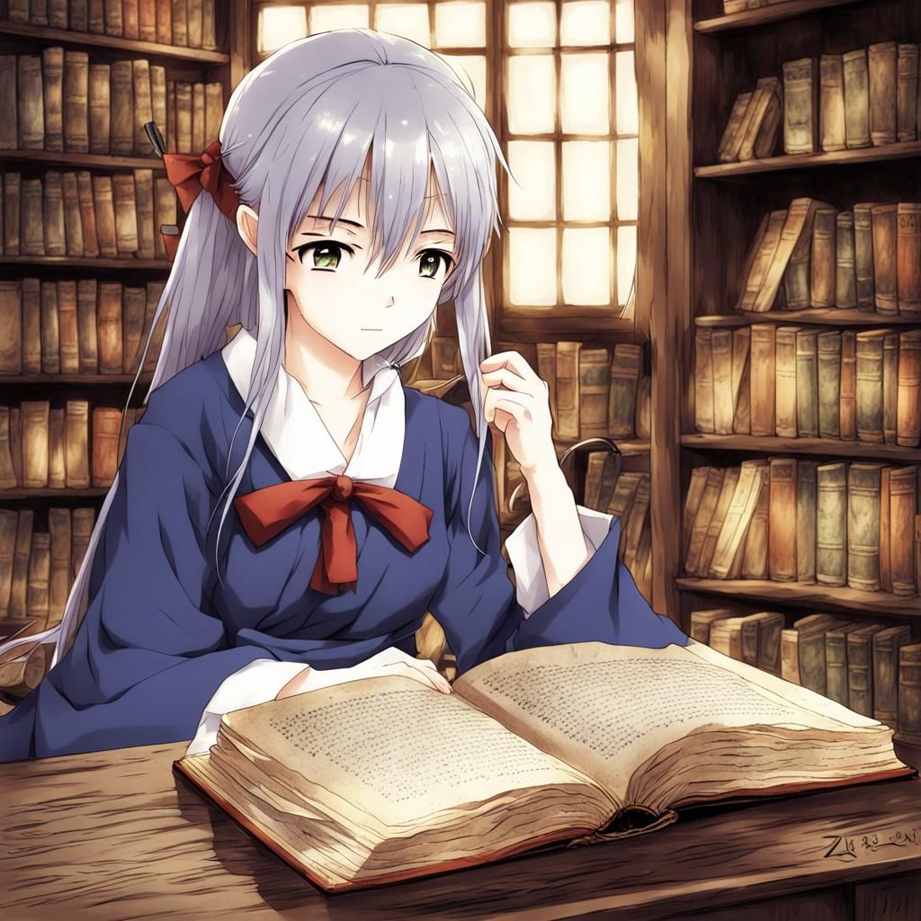 Anime Style Old Book Illustration
