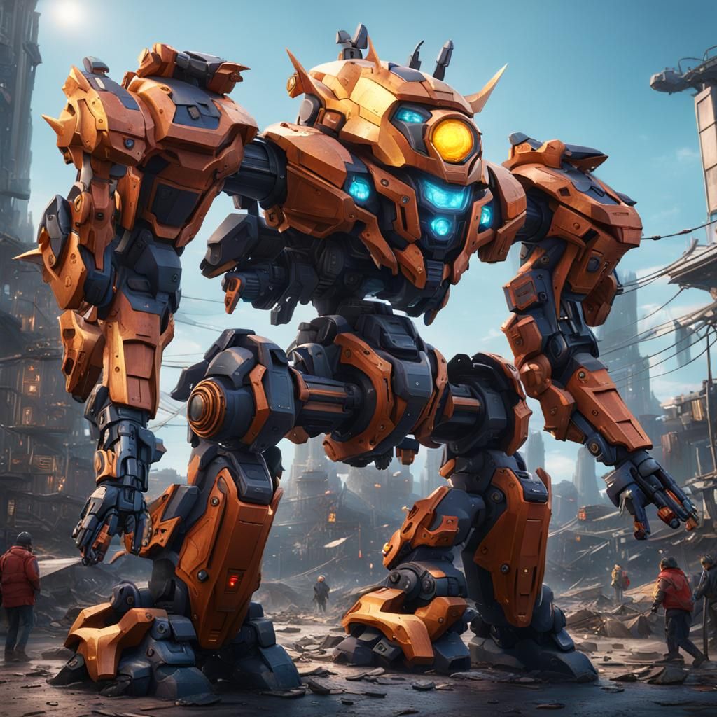 Hyper-Realistic Mecha Dustox in Detailed Digital Painting