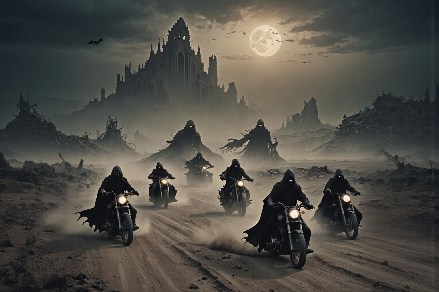Ring Wraiths on Cyberpunk Motorcycles
