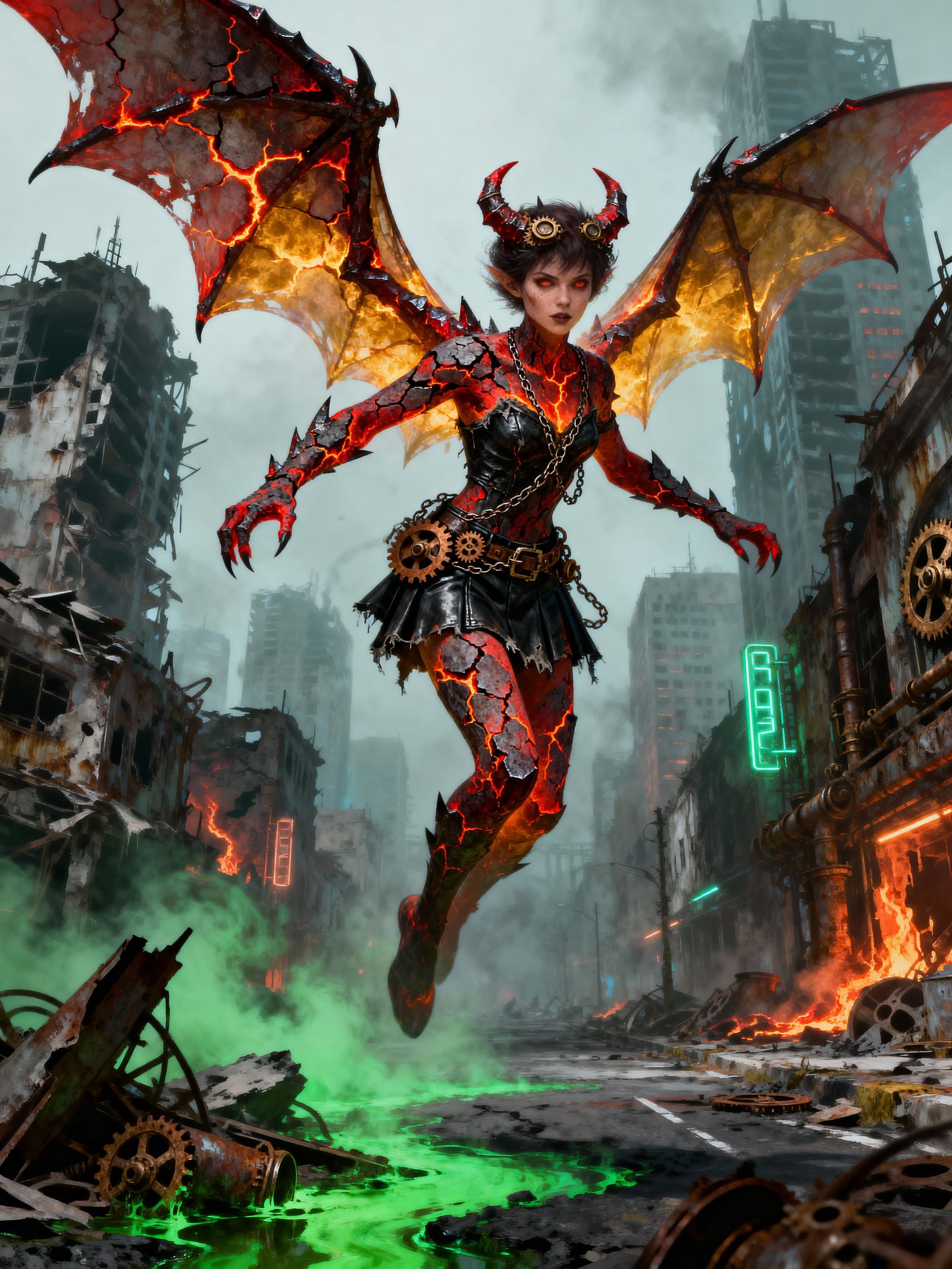 Demonic Tinkerbell in Post-Apocalyptic City