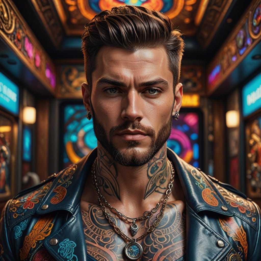 Hyper-Realistic Portrait of a Handsome Gay Pin-Up