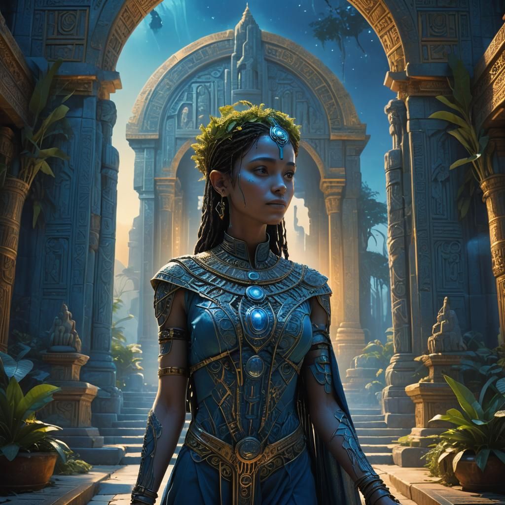 Blue ET at Sacred Temple: Matte Painting