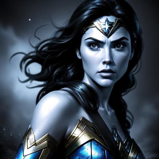 Wonder Woman Noir Hyperrealistic Portrait
