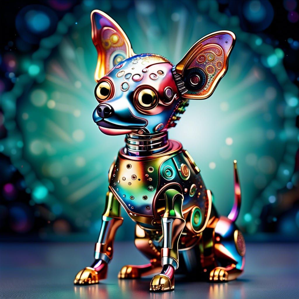 Robotic Chihuahua in Cosmic Sci-Fi Style