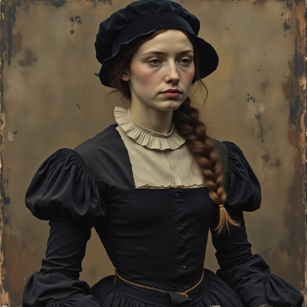 Traditional Portrait of a Dutch Woman with Chiaroscuro