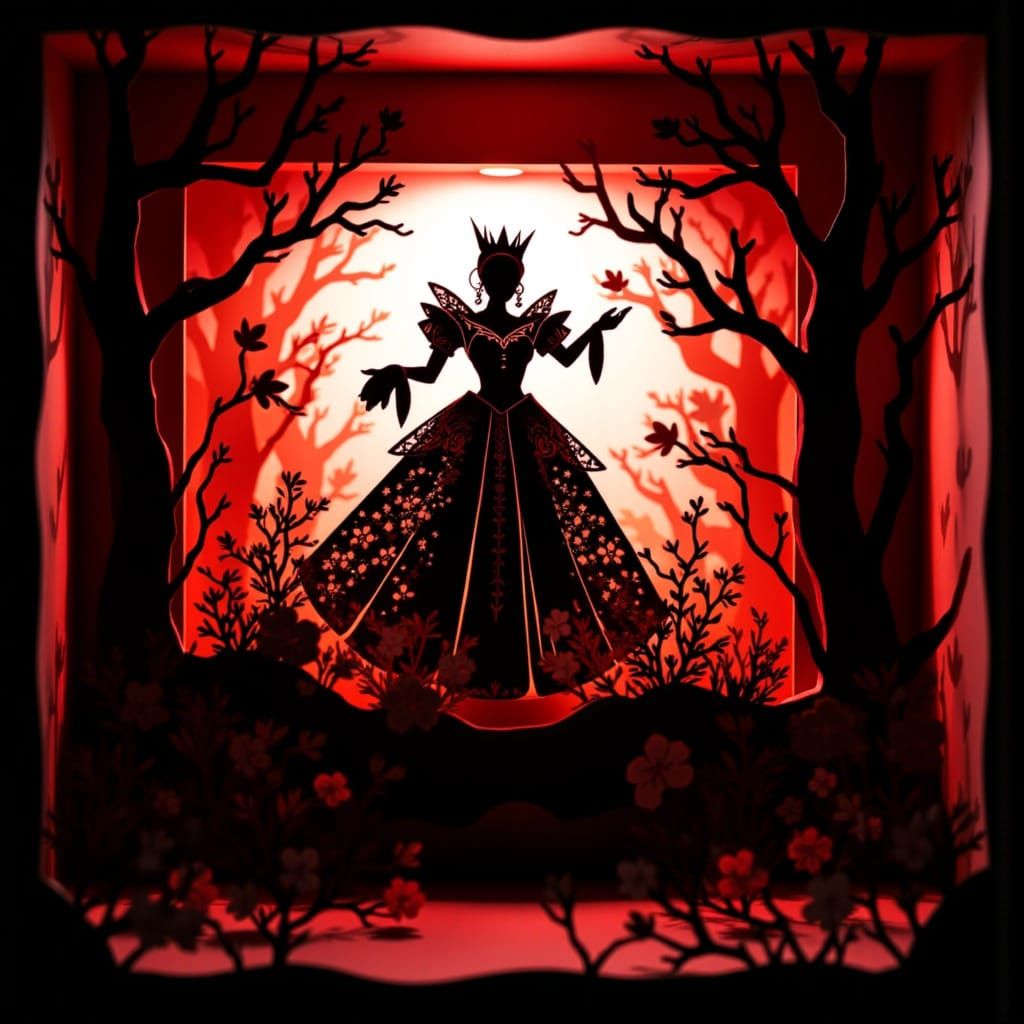 Queen of Hearts in Shadowbox Cutscape Style