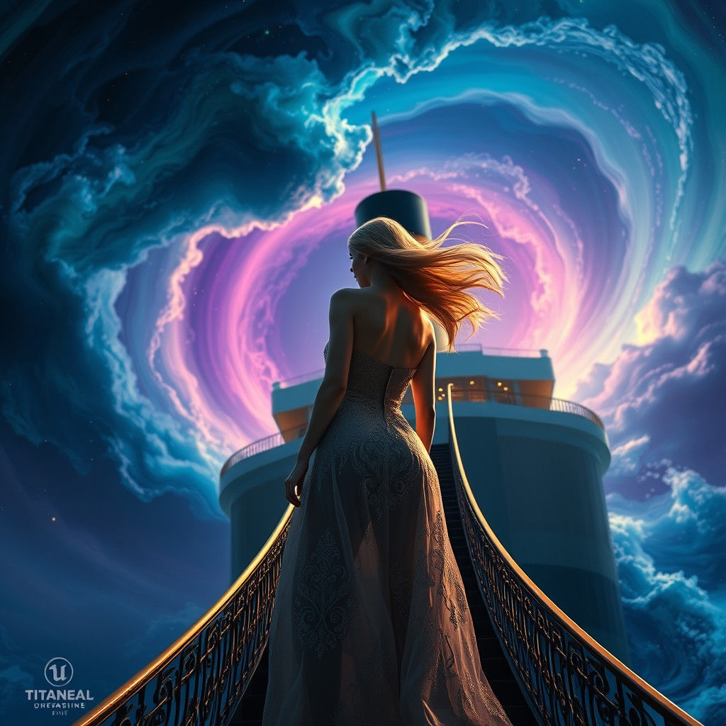 Taylor Swift on Titanic in Fantasy Digital Art Style