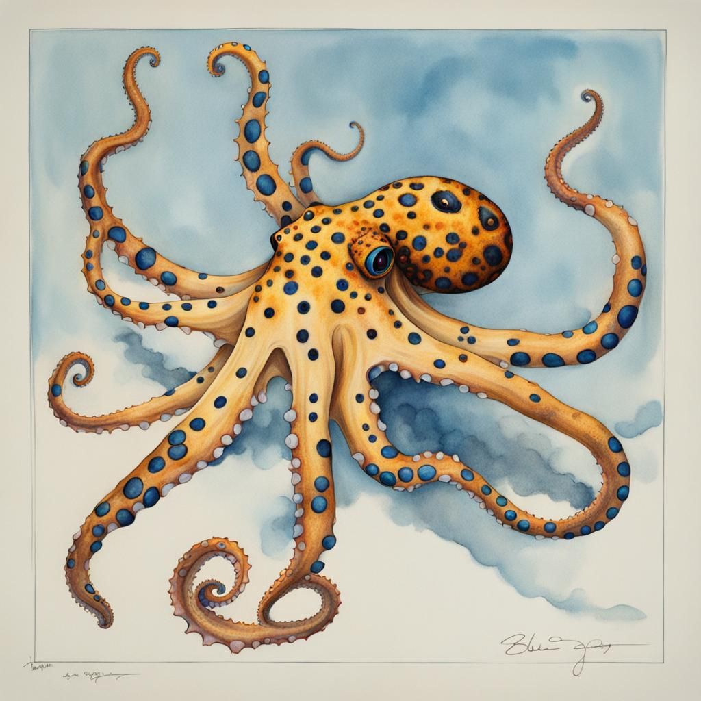Blue-Ringed Cat Octopus: AI Generated Image