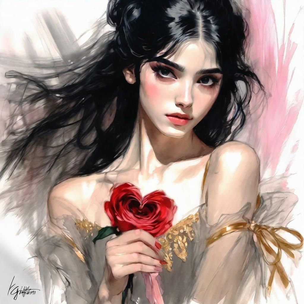 Anime Ballet Dancer with Compass in Royal Setting