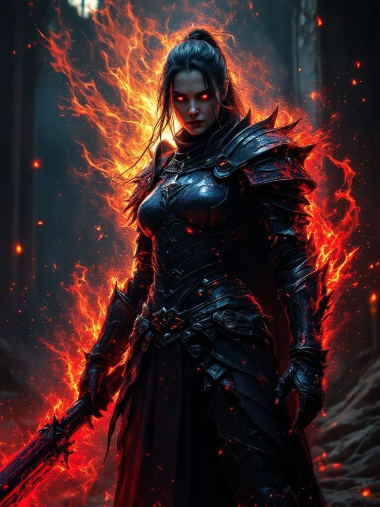 Grimdark Armored Warrior in Ruined Cathedral