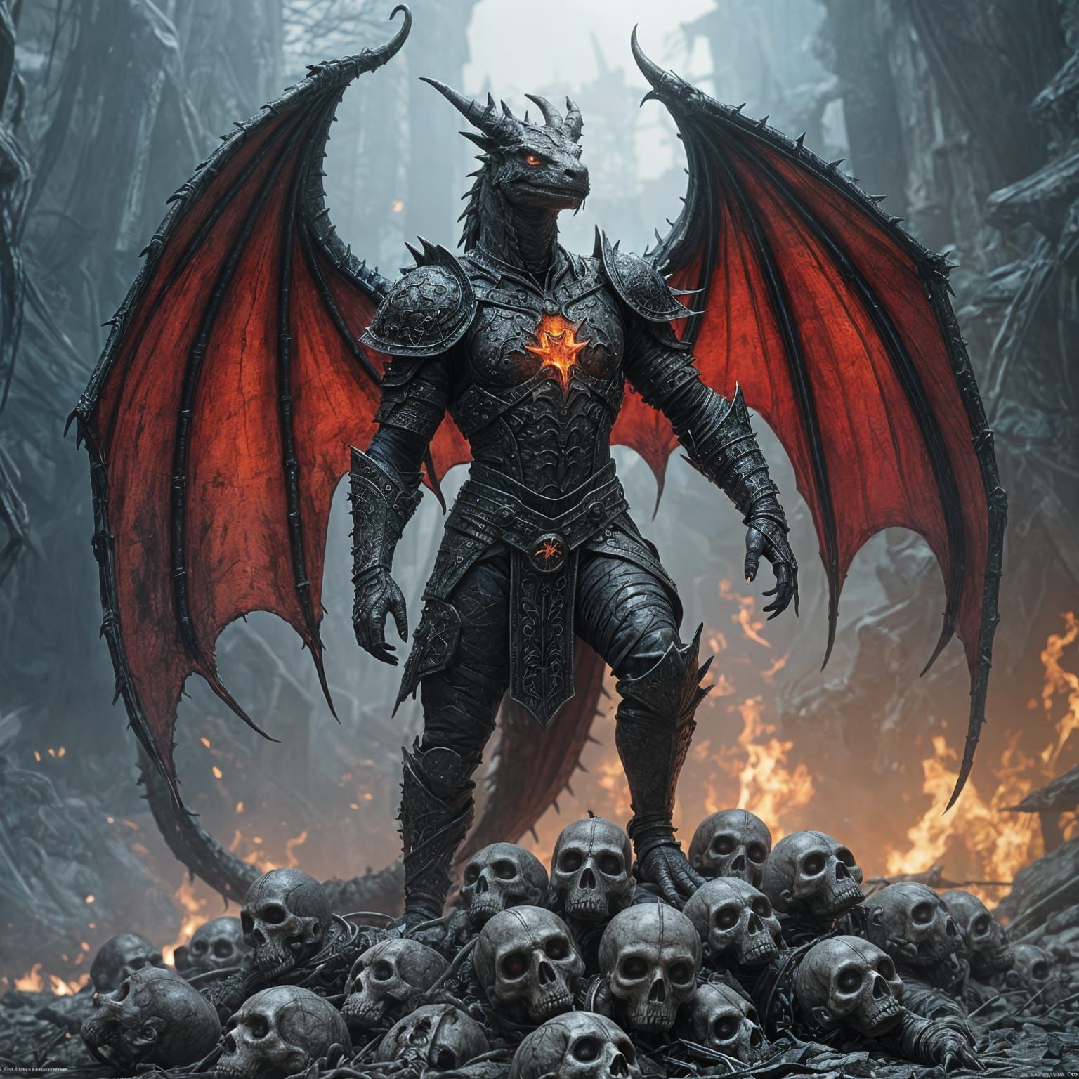 Dragon Warrior Knight in Dark Fantasy Style