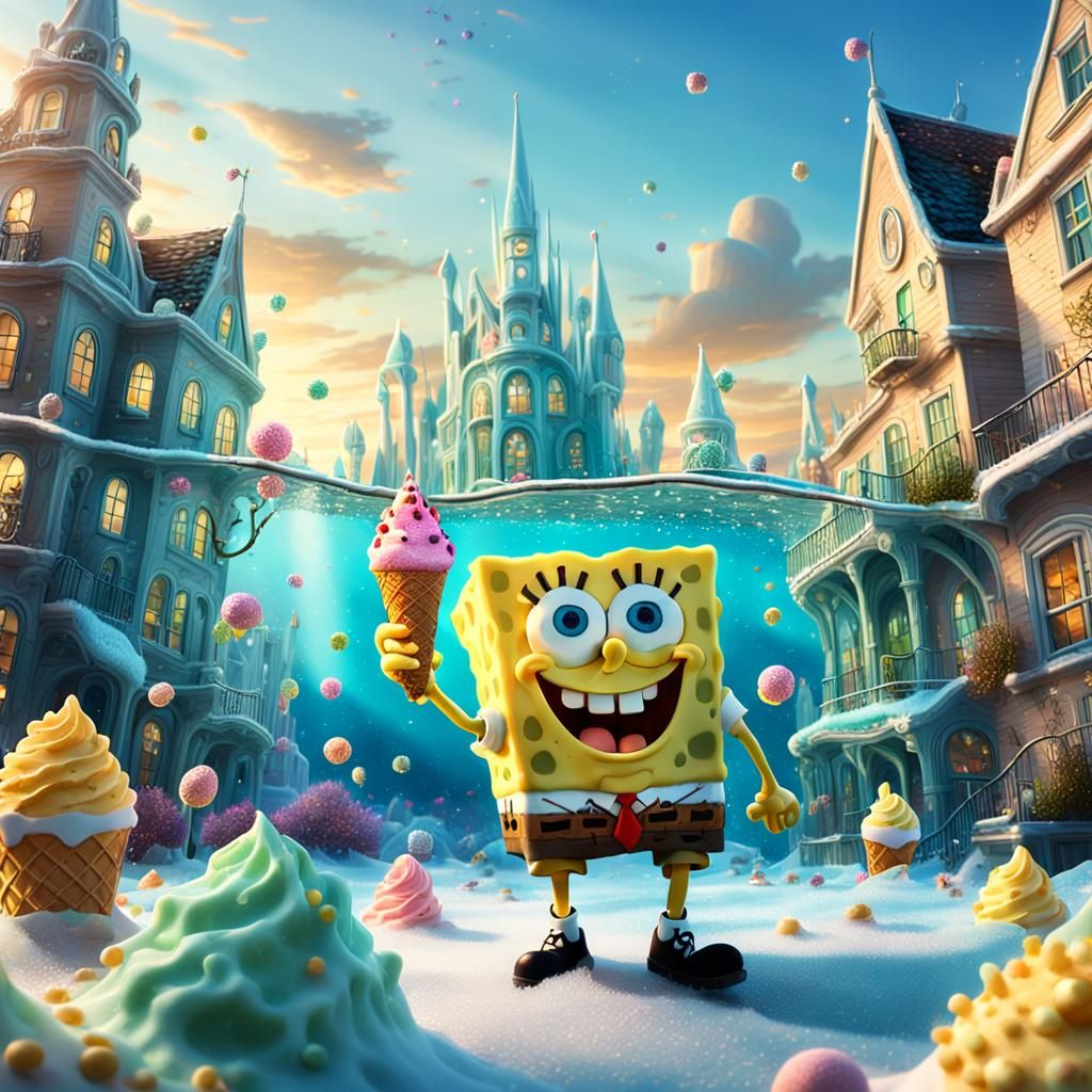 SpongeBob's Underwater Ice Cream Adventure in Digital Art