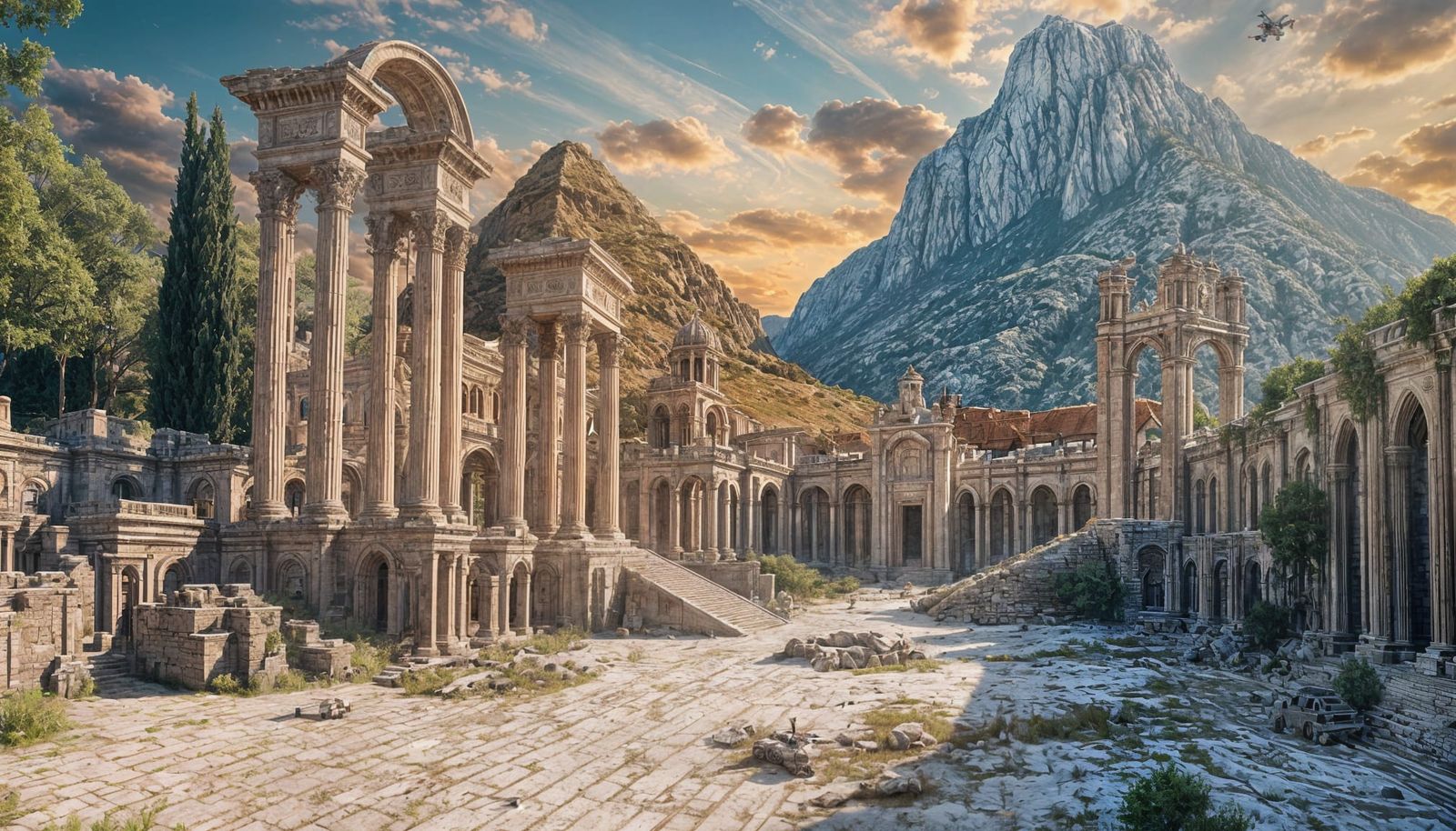 Dramatic FPV Drone Shot in Epic 3D Game Style