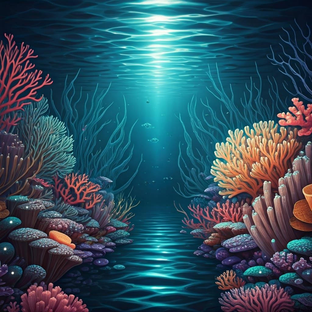 Bioluminescent Abyss: A Mixed Media Collage