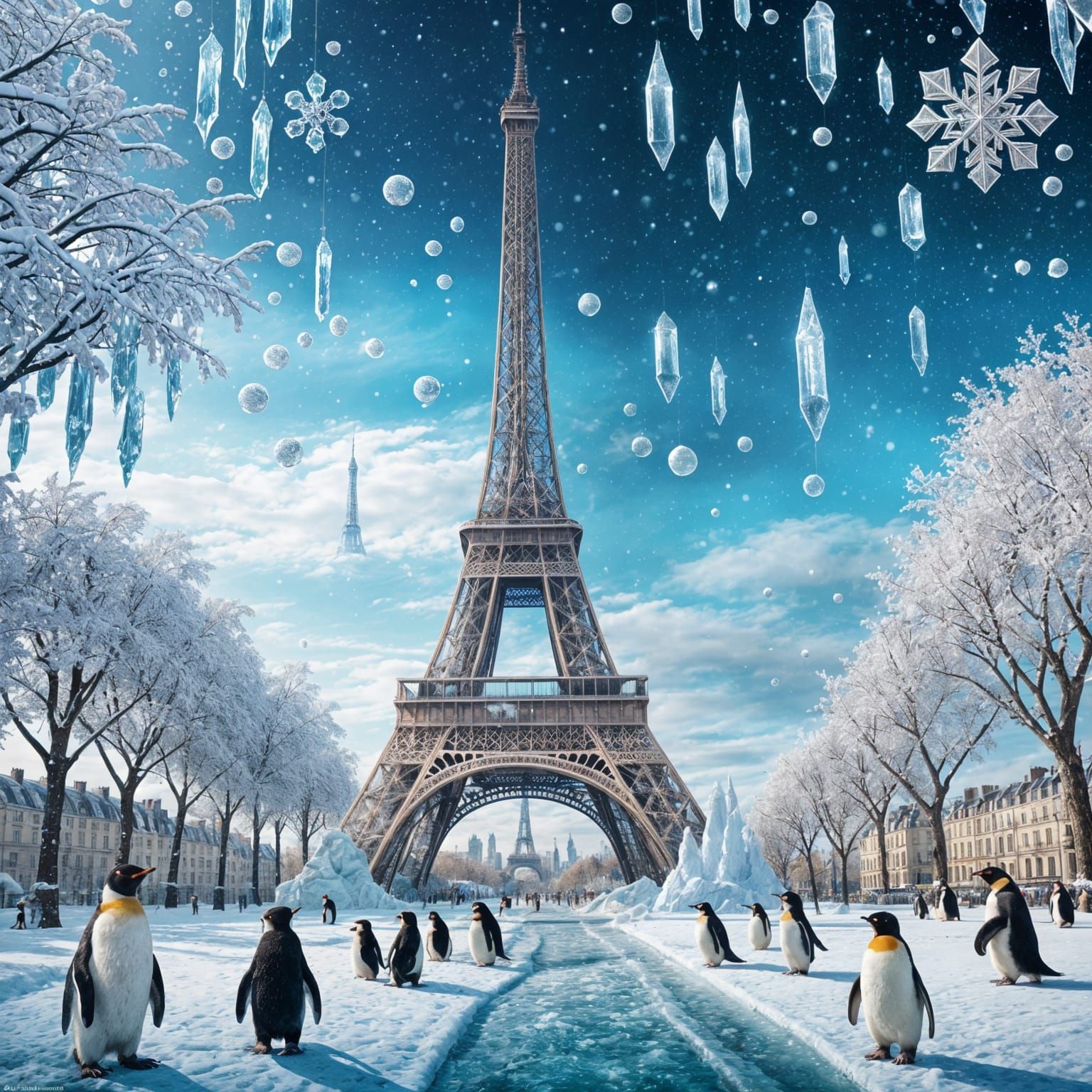 Crystal Eiffel Tower Frozen in Time