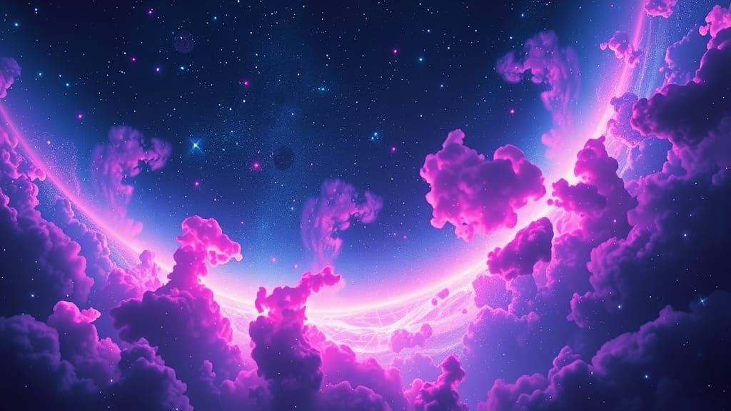 Vast Starry Expanse with Neon Particles