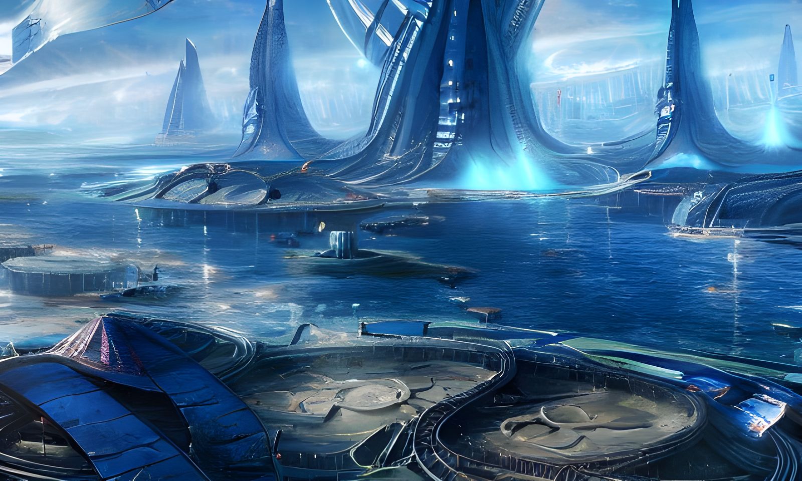 Utopian New Atlantis Capital in 4848: Digital Painting